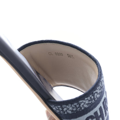 Christian Dior Canvas Tie and Dior Embroidered Dway Flat Slide Sandals 36.5 Denim 8 of 8