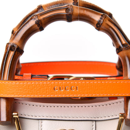 Gucci Wonka Grain Calfskin Mini Diana Tote Bag Mystic White Orange Fluo 10 of 13