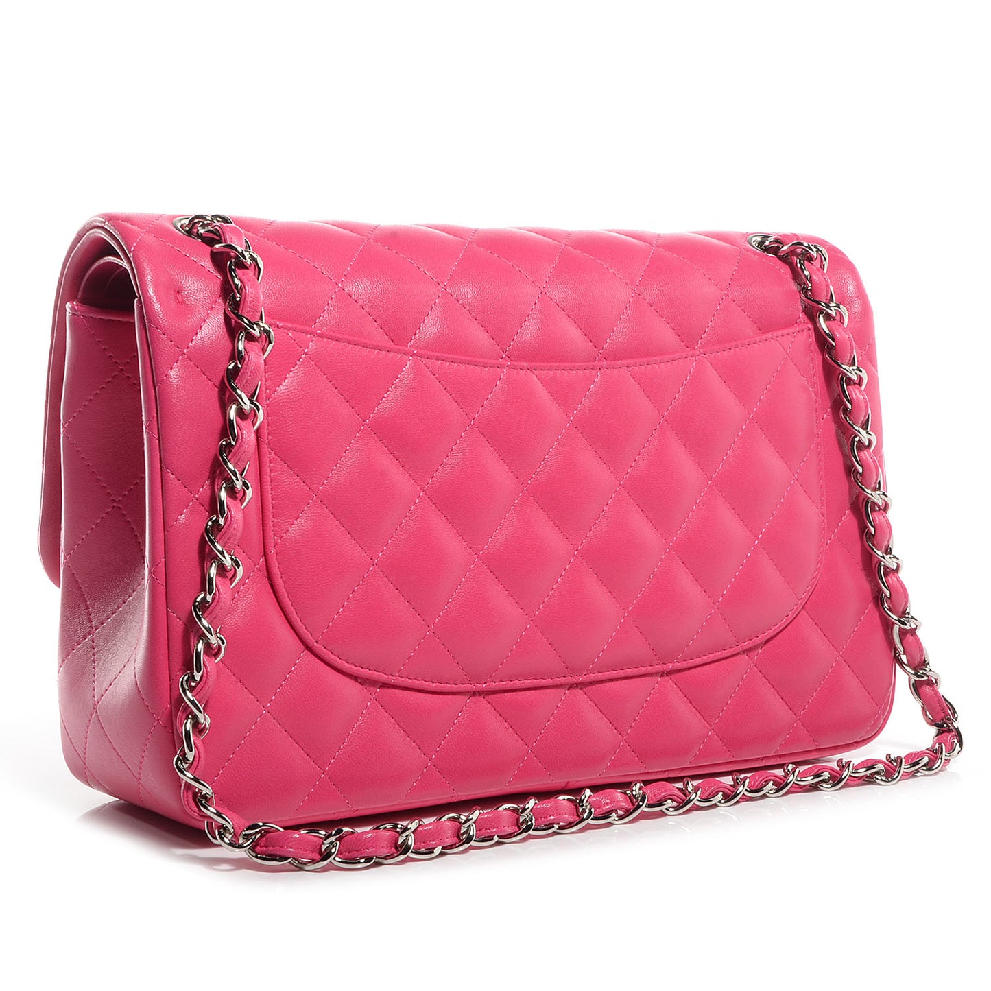 Lambskin Jumbo Double Flap Dark Pink