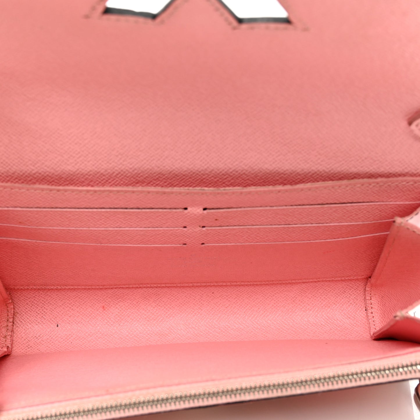 Epi Chain Flower Print Twist Chain Wallet Pink