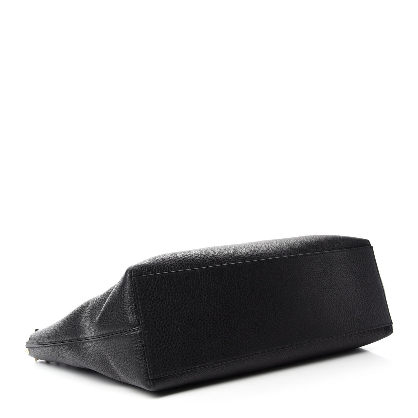 Grained Calfskin Rockstud Shoulder Tote Black
