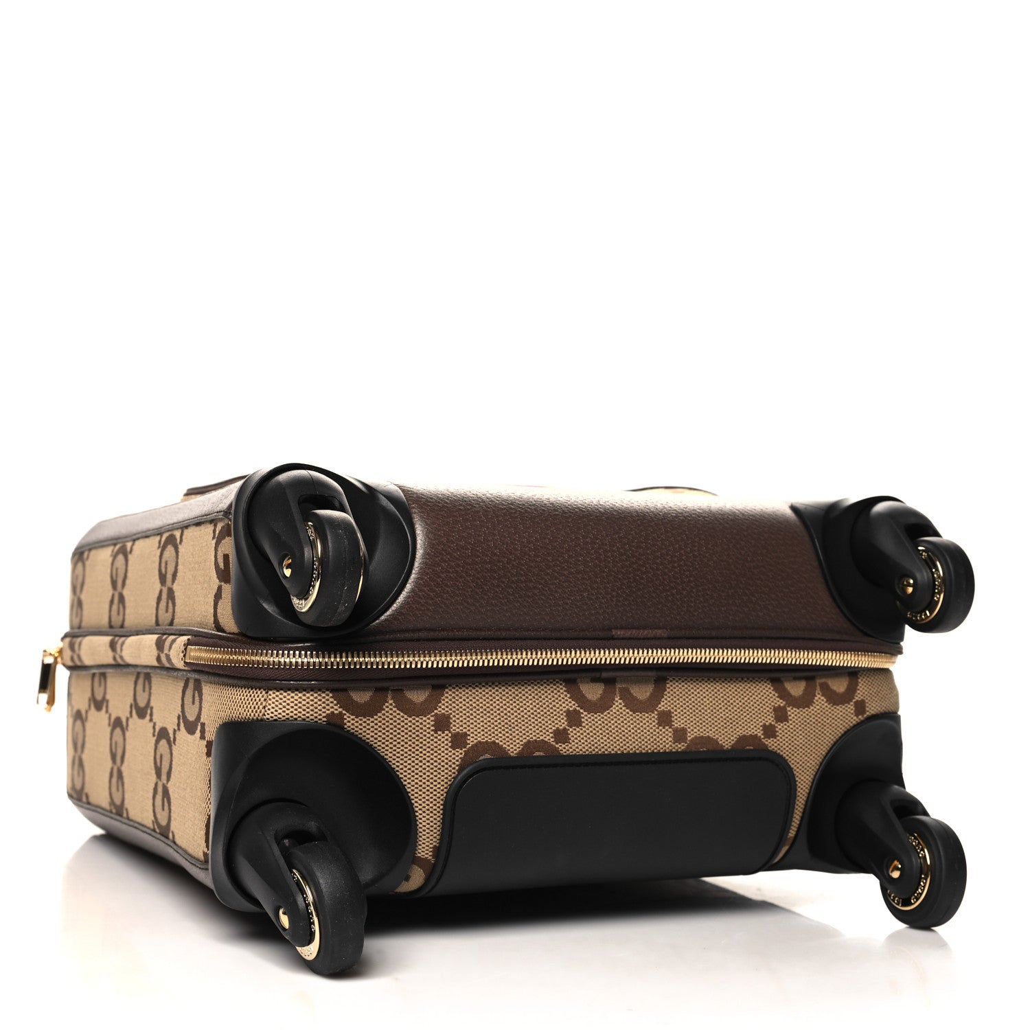 Gucci Monogram Jumbo GG Textured Dollar Calfskin Web Small Savoy Cabin Trolley Camel Ebony New Acero 3 of 10