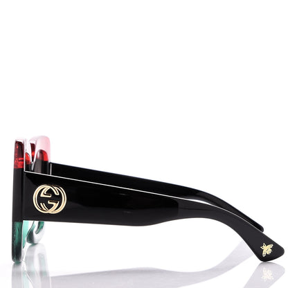 Gucci Square Frame GG0083S Sunglasses Glitter Red Black Green 3 of 8