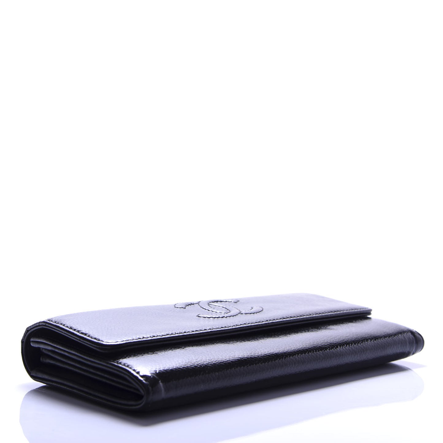 Patent Caviar Timeless CC Large Gusset Flap Wallet Black