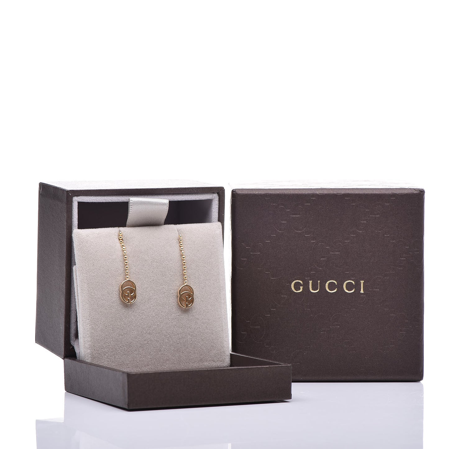 18K Yellow Gold Running G Drop Earrings