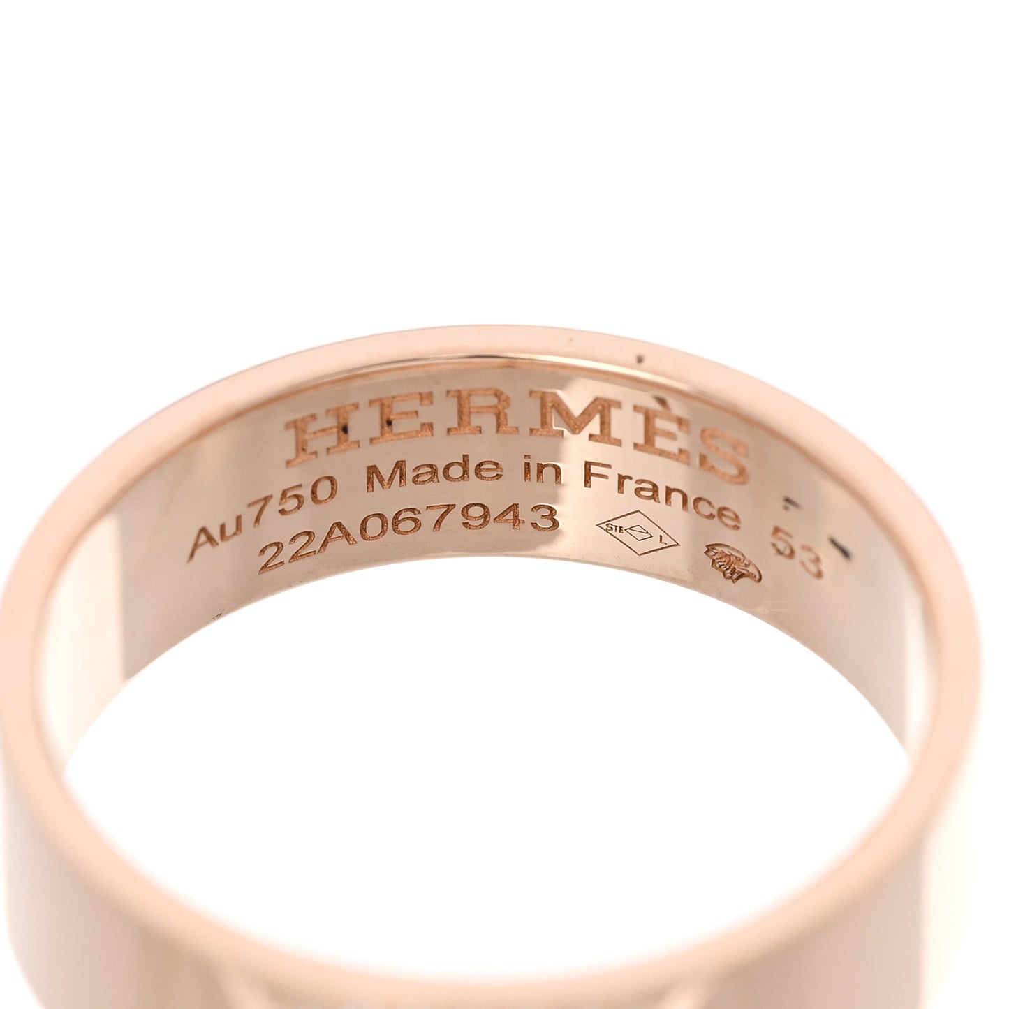 18K Rose Gold Diamond PM H D'Ancre Ring 53 6.5