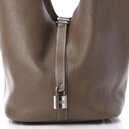 Hermes Taurillon Clemence Picotin Lock 26 GM Etoupe 10 of 11
