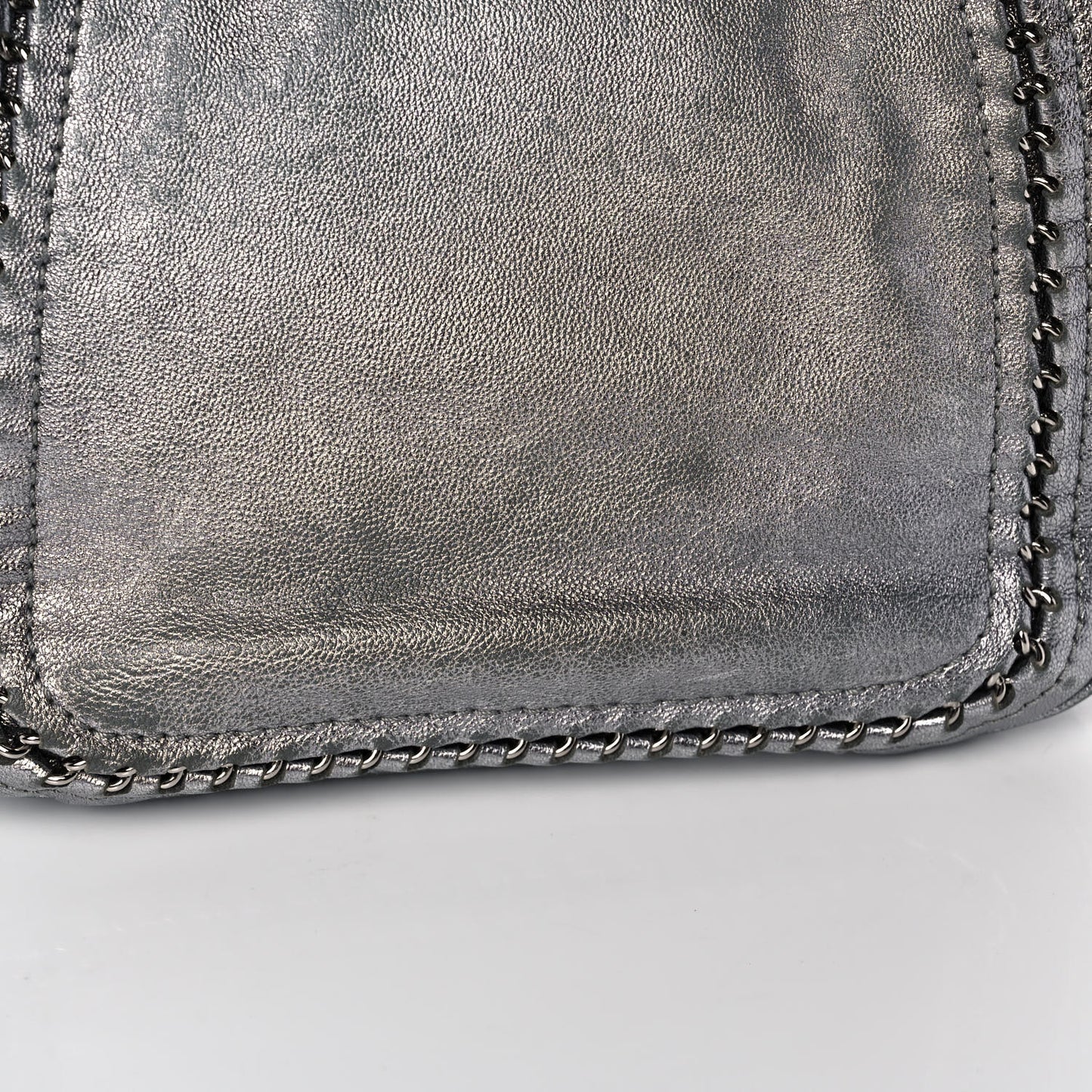 Metallic Deerskin Luxe Ligne Flap Silver