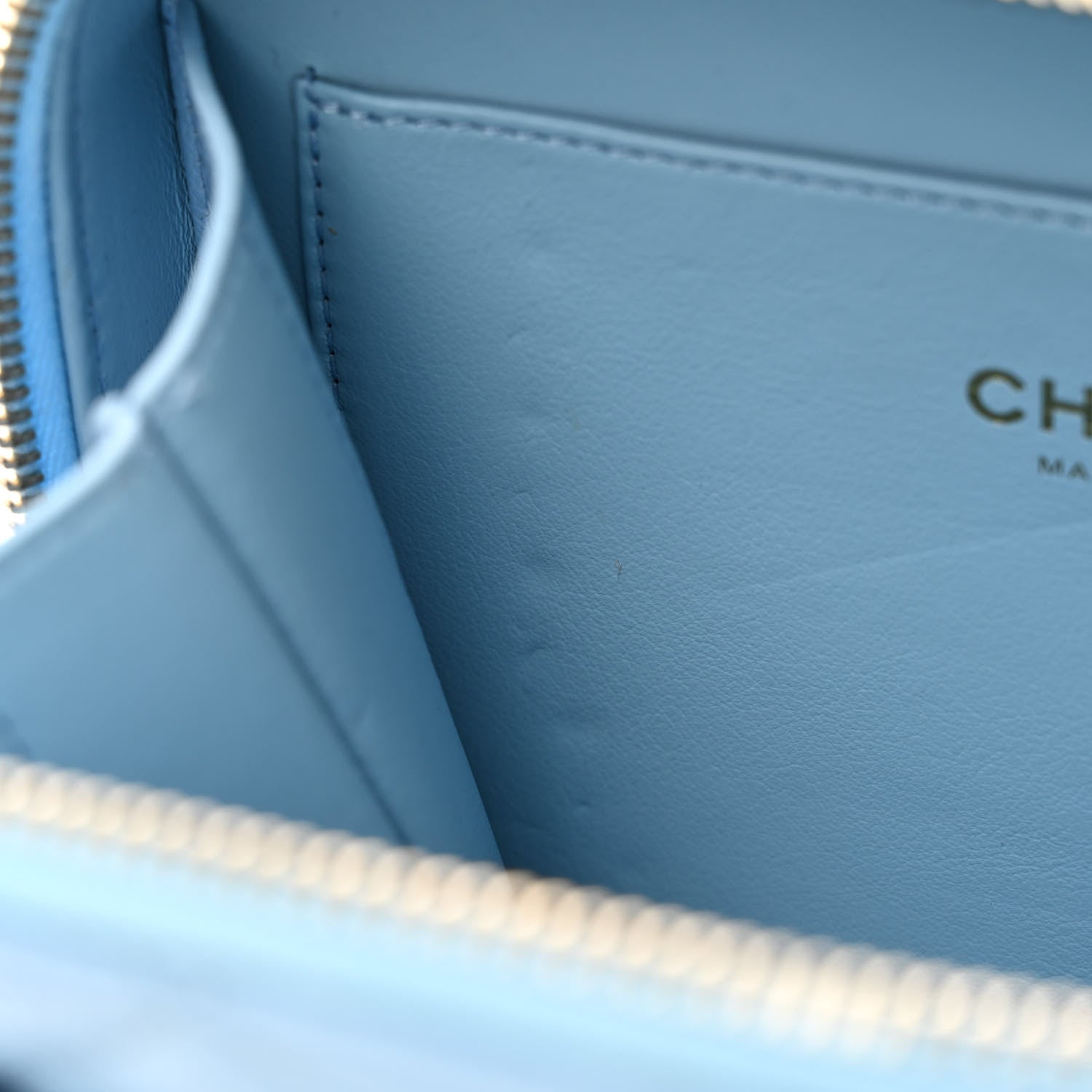 Chanel Caviar Quilted Small Pick Me Up Vanity Case Light Blue 10 of 13