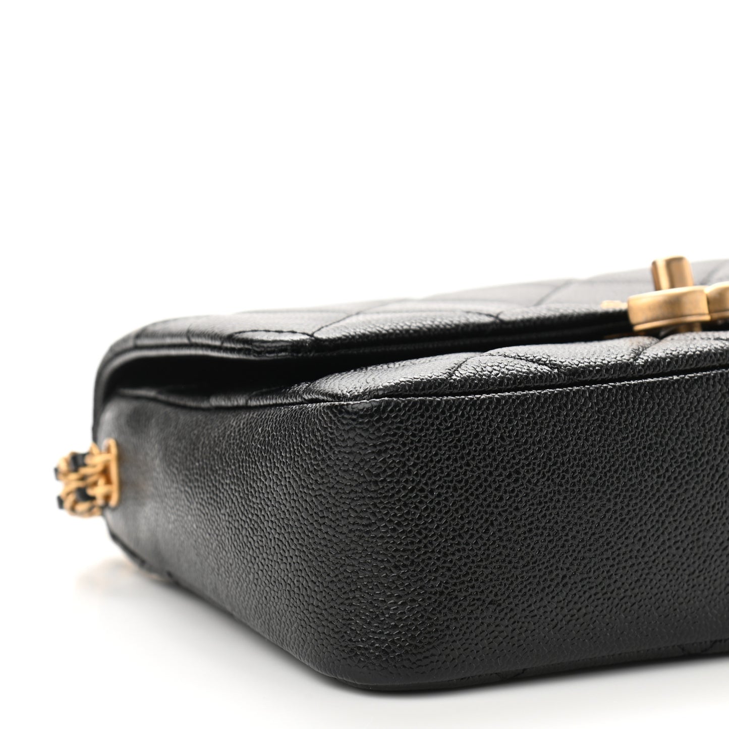 Shiny Caviar Quilted Small Chain Melody Flap Black