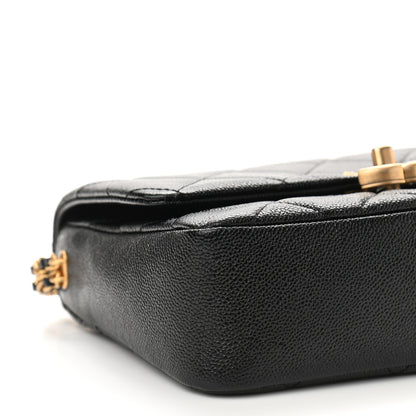 Chanel Shiny Caviar Quilted Small Chain Melody Flap Black 9 of 11