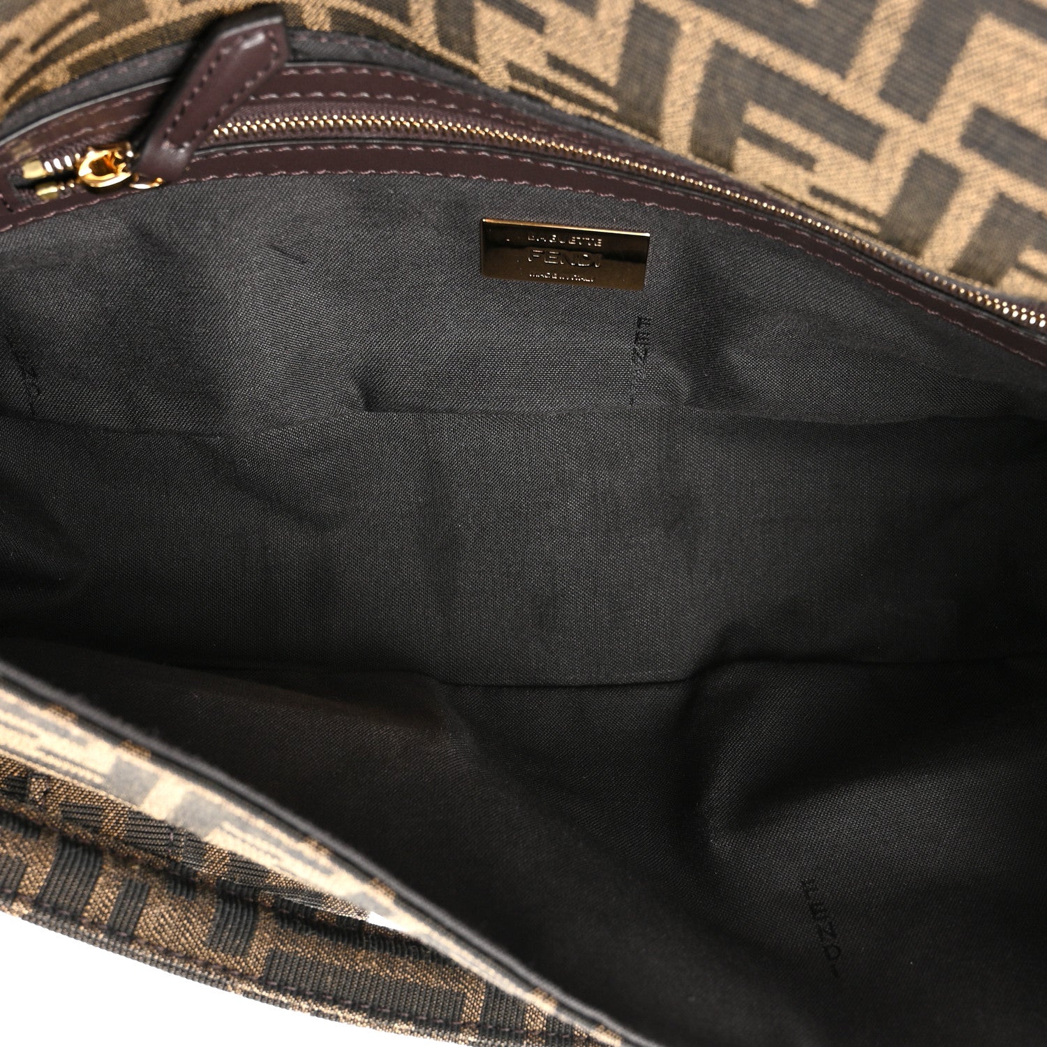 Fendi Fabric Jacquard FF 1974 Multipocket Baguette Tobacco Moro 5 of 9