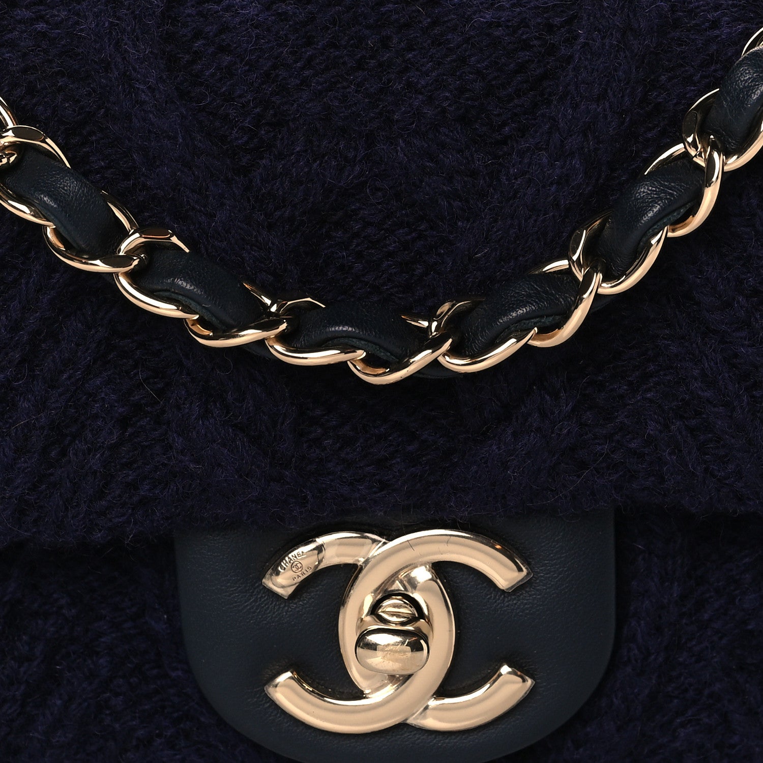 Chanel Cable Knit Small Flap Navy Blue 7 of 9