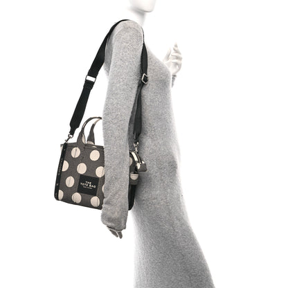 Marc Jacobs Cotton Canvas Polka Dot Small The Jacquard Tote Bag Black Ivory 3 of 8