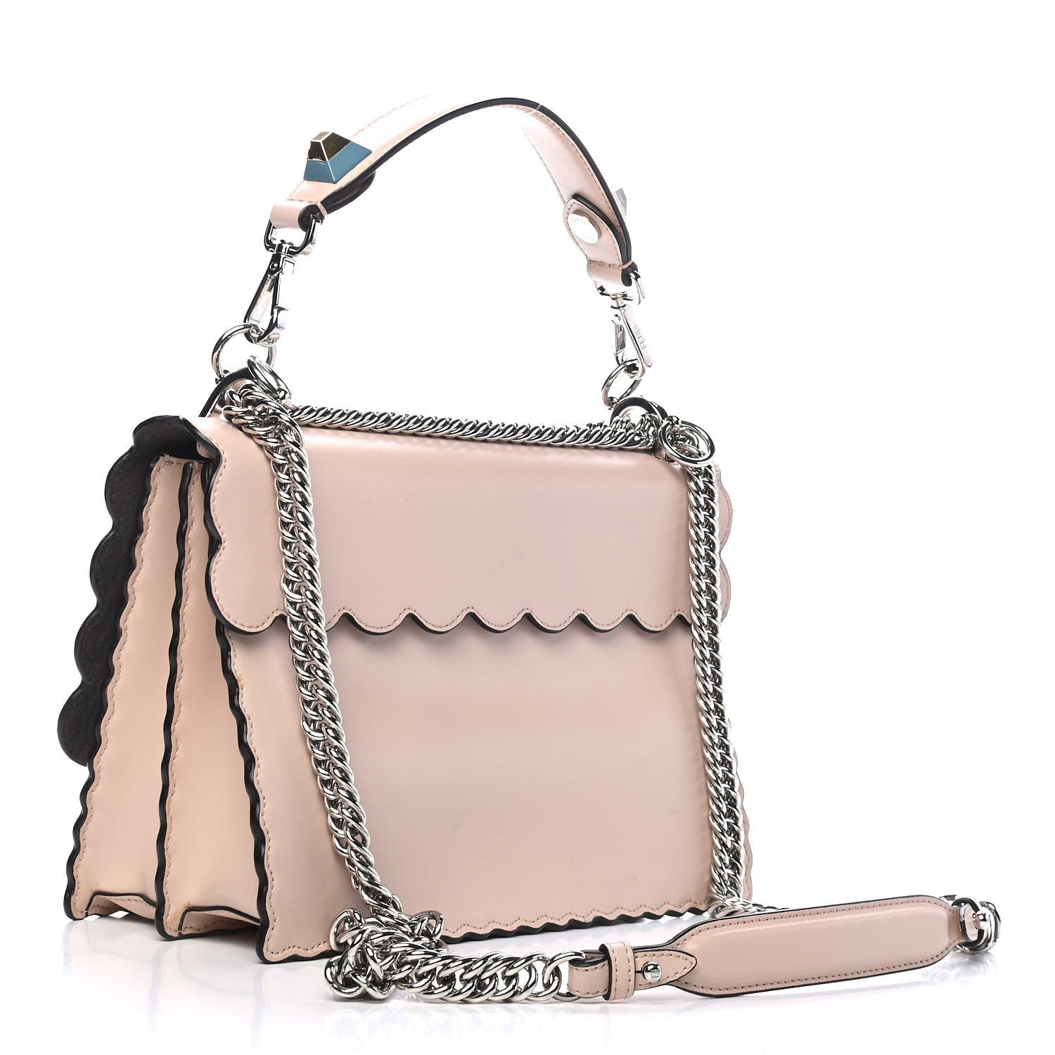 Fendi Vitello Liberty Scalloped Studded Kan I Shoulder Bag Plaster 3 of 9