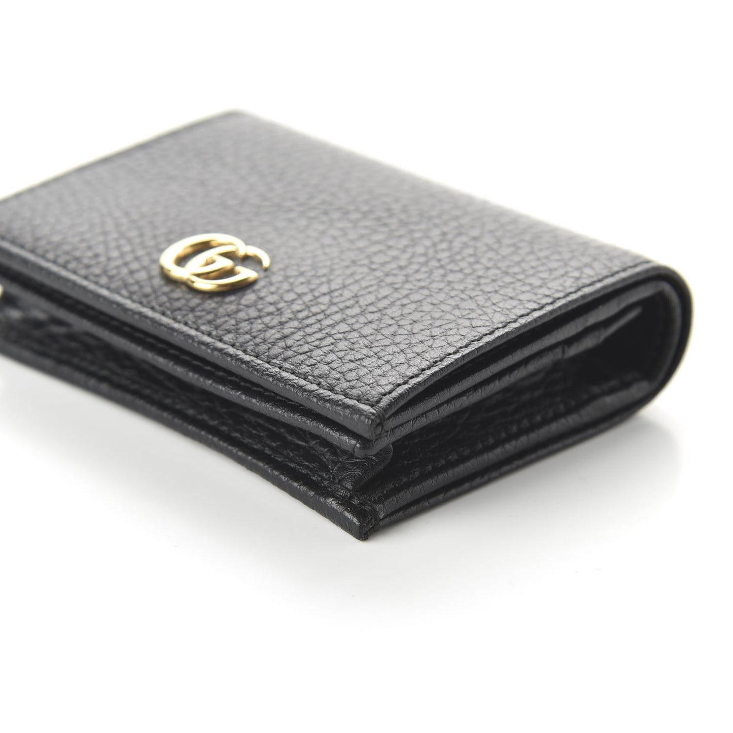 Pebbled Calfskin GG Marmont Card Case Black