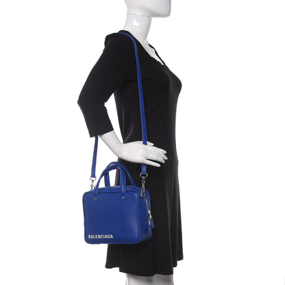 Balenciaga Shiny Day Calfskin Logo XS Triangle Square Bag Bleu Roi White 2 of 9