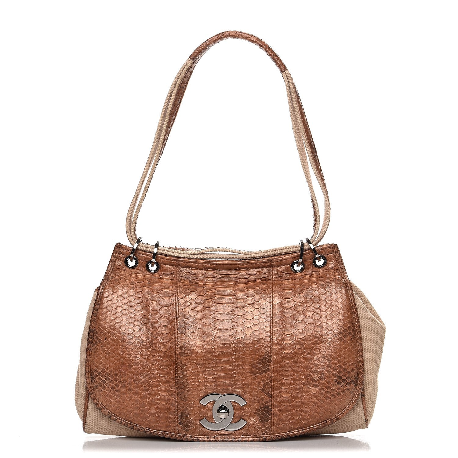 Chanel Python Canvas Flap Shoulder Bag 1 of 10
