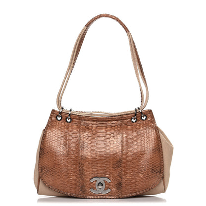 Chanel Python Canvas Flap Shoulder Bag 1 of 10