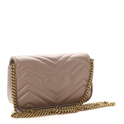Gucci Calfskin Matelasse Super Mini GG Marmont Shoulder Bag Porcelain Rose 3 of 9