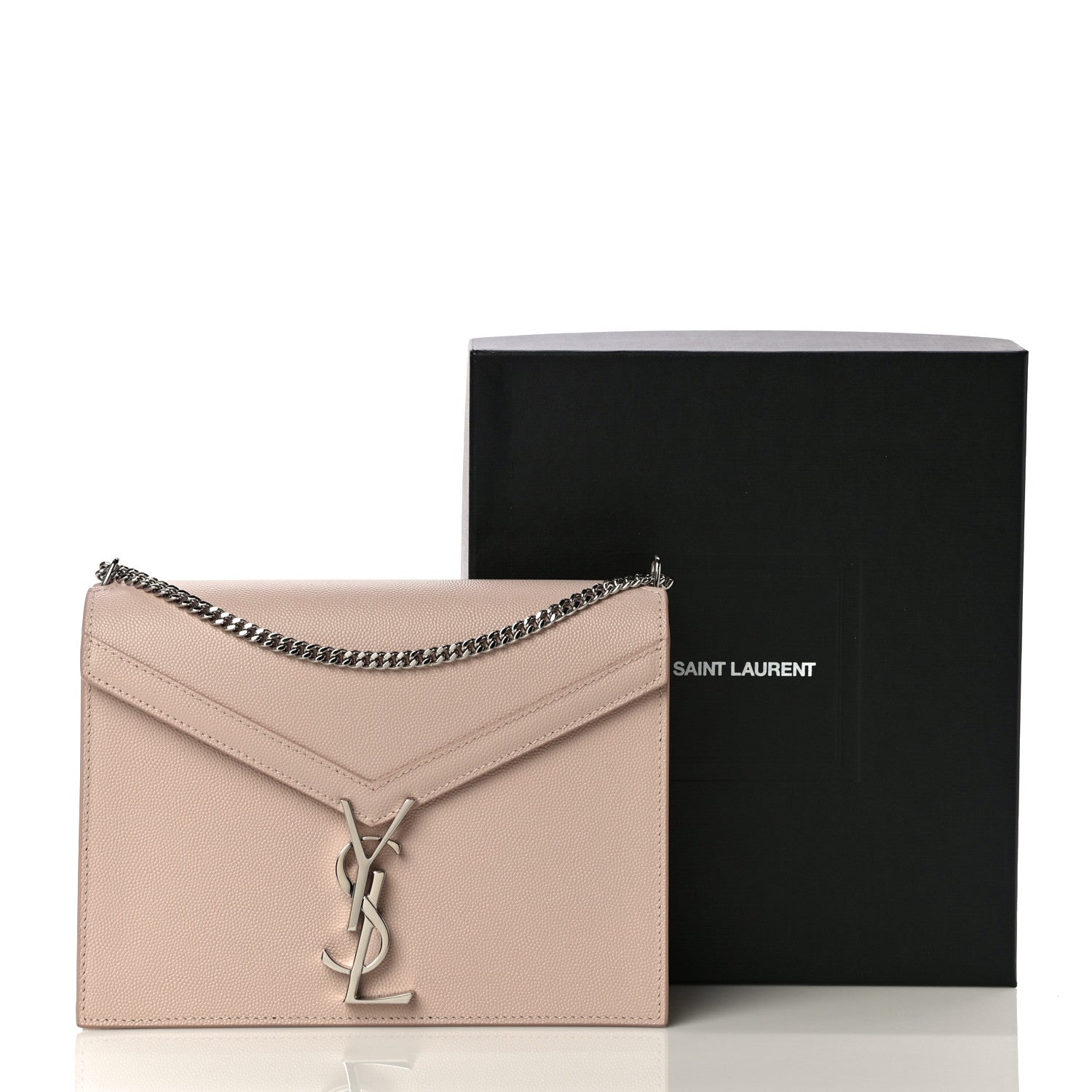 Saint Laurent Grain De Poudre Monogram Cassandra Clasp Bag Marble Pink 12 of 12