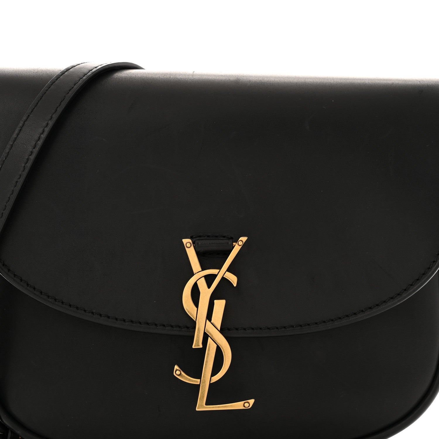 Saint Laurent Smooth Calfskin Monogram Medium Kaia Satchel Black 9 of 18