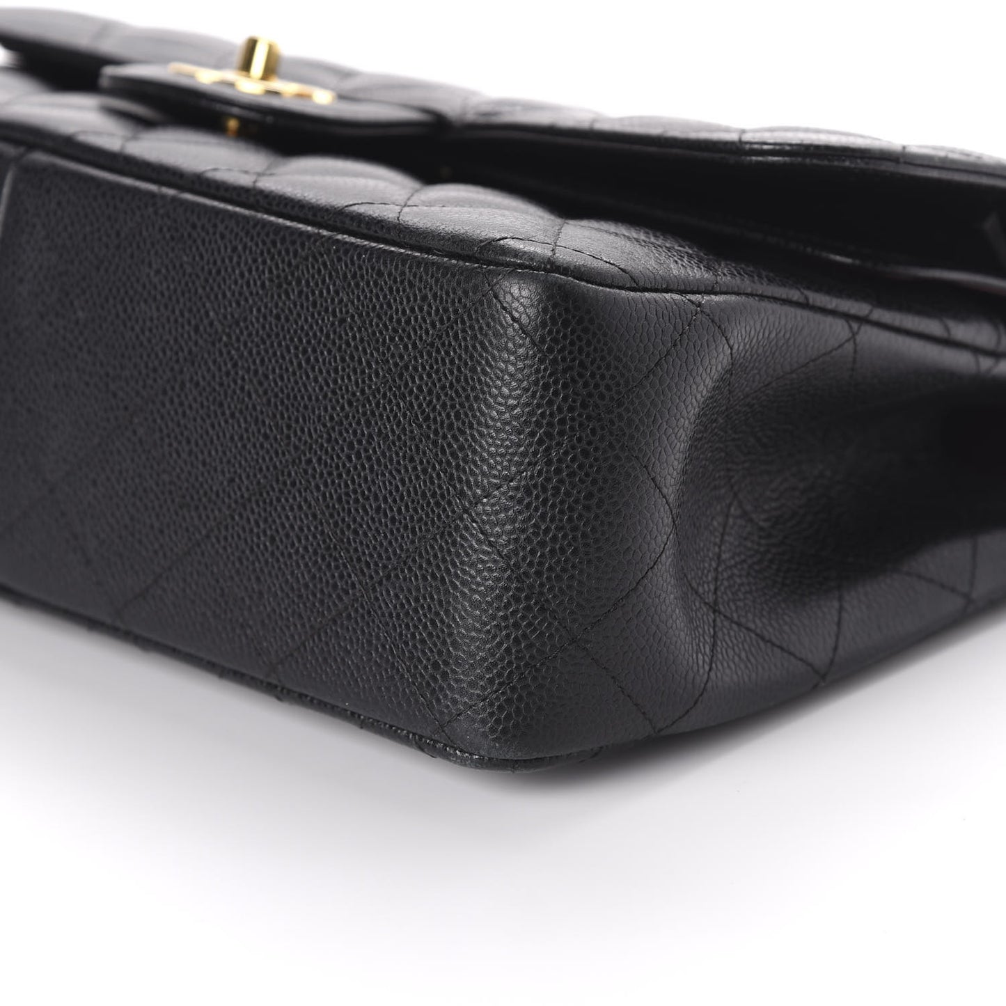 Caviar Quilted Jumbo Double Flap Black