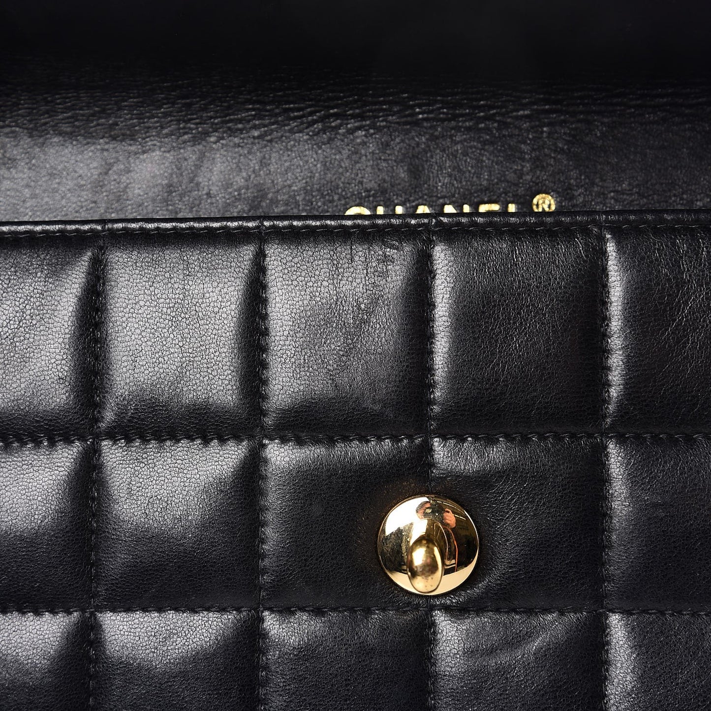 Lambskin East West Chocolate Bar Flap Black