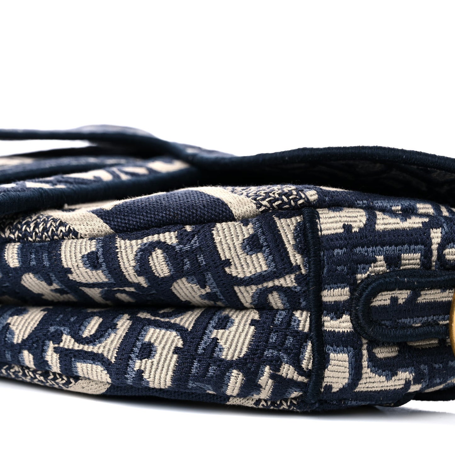 Oblique Embroidered Saddle Bag Blue