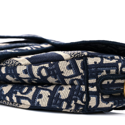 Christian Dior Oblique Embroidered Saddle Bag Blue 9 of 13