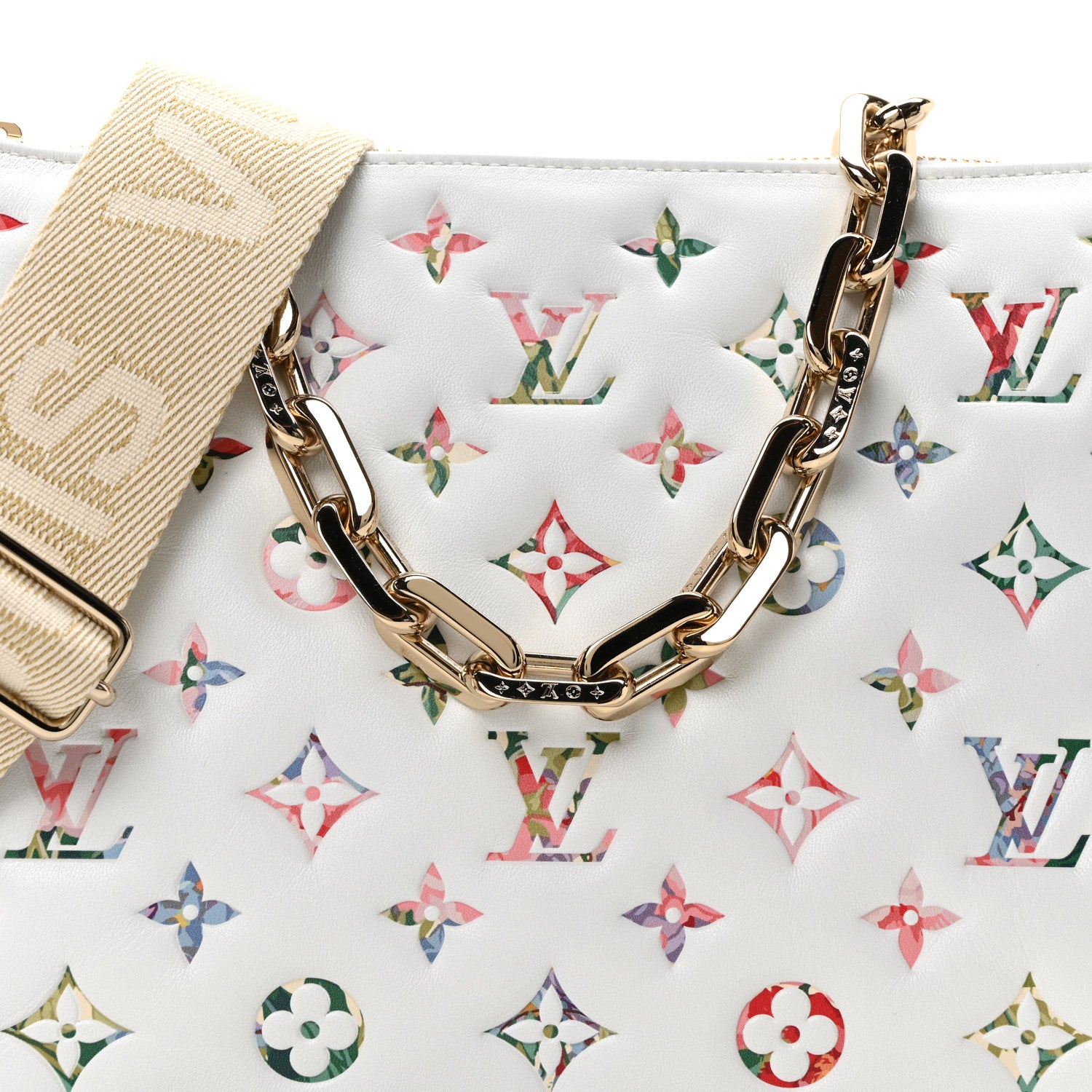 Louis Vuitton Lambskin Embossed Monogram LV Garden Coussin PM Cream 7 of 9