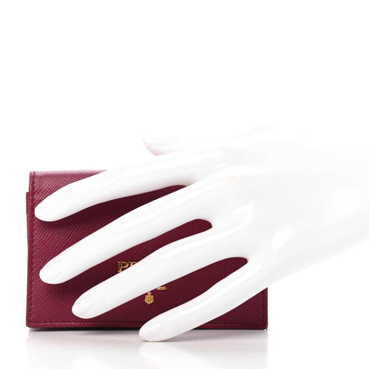 Saffiano Metal Bi-Fold Card Holder Wallet Peonia