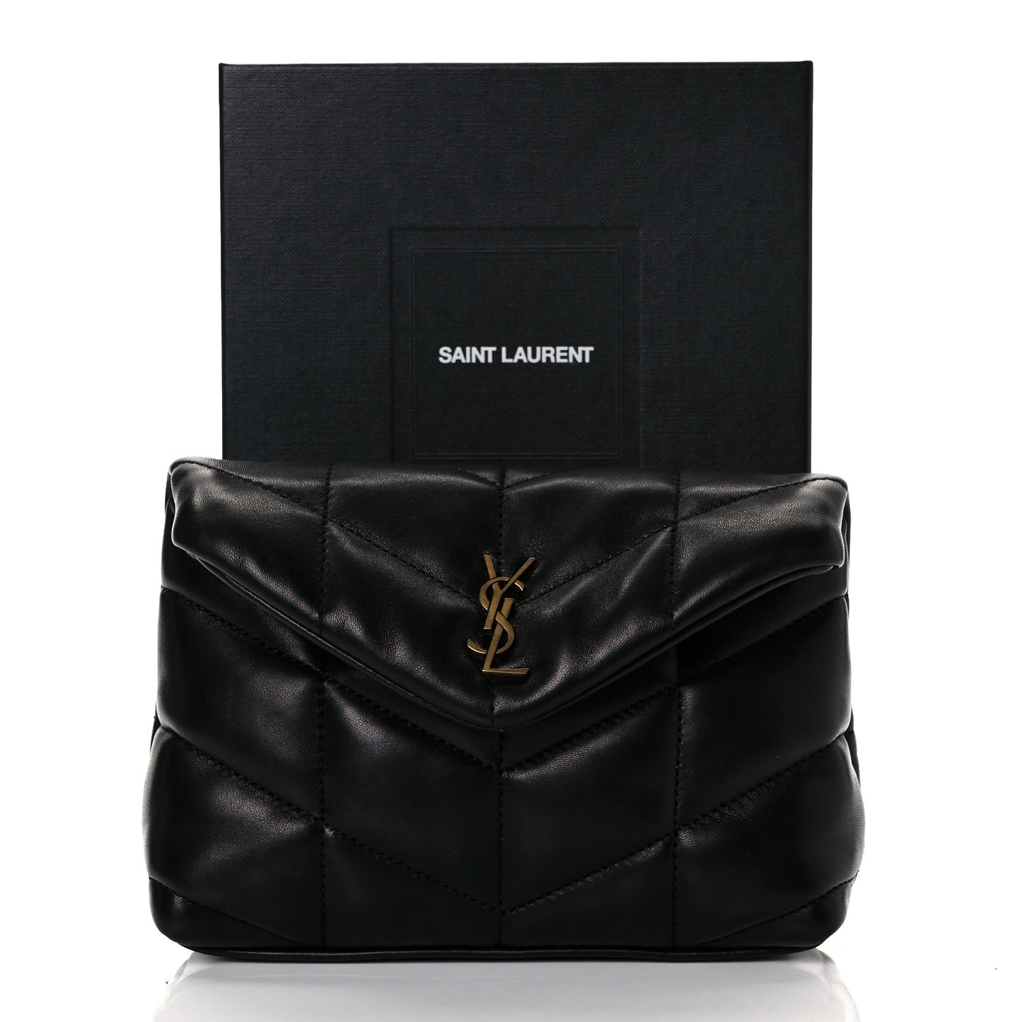 Lambskin Monogram Loulou Puffer Pouch Clutch Black
