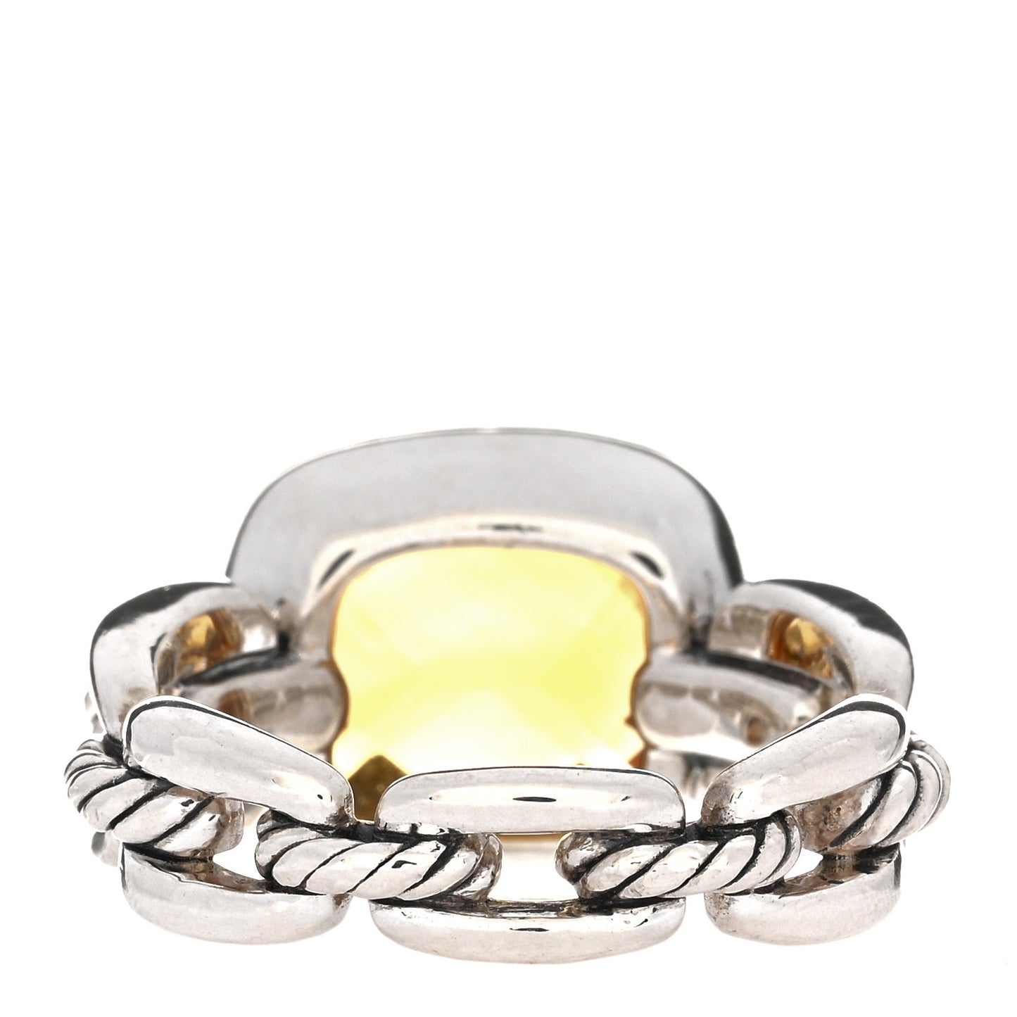 Sterling Silver 18K Yellow Gold Citrine Wellesley Link Ring 56 7.5