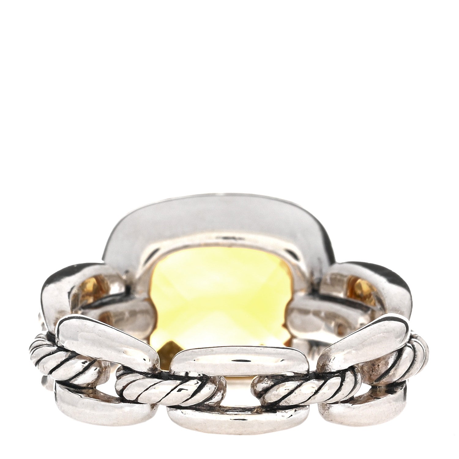 David Yurman Sterling Silver 18K Yellow Gold Citrine Wellesley Link Ring 56 7.5 3 of 4