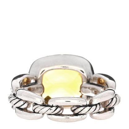 David Yurman Sterling Silver 18K Yellow Gold Citrine Wellesley Link Ring 56 7.5 3 of 4
