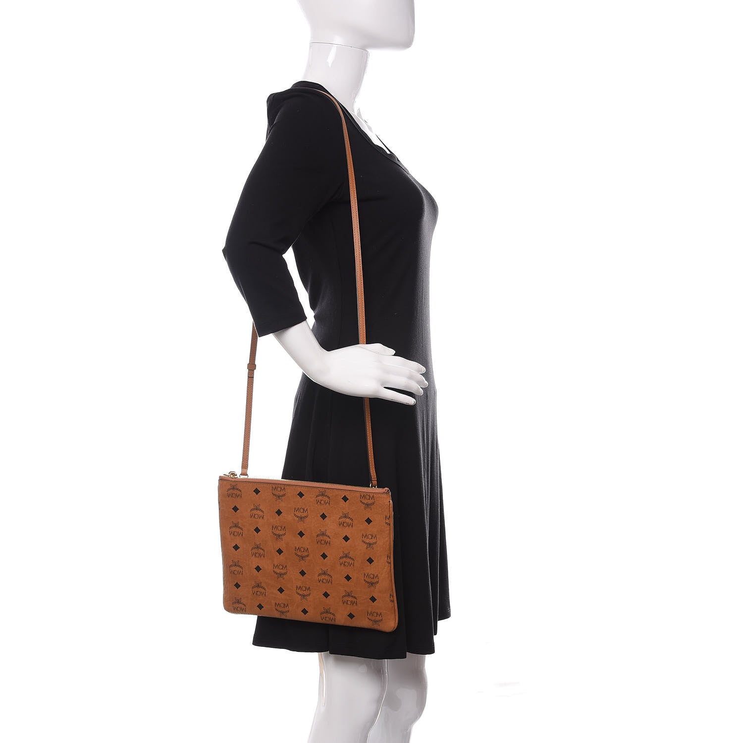 MCM Visetos Medium Crossbody Pouch Cognac 2 of 9