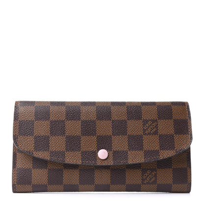 Louis Vuitton Damier Ebene Emilie Wallet Rose Ballerine 1 of 8