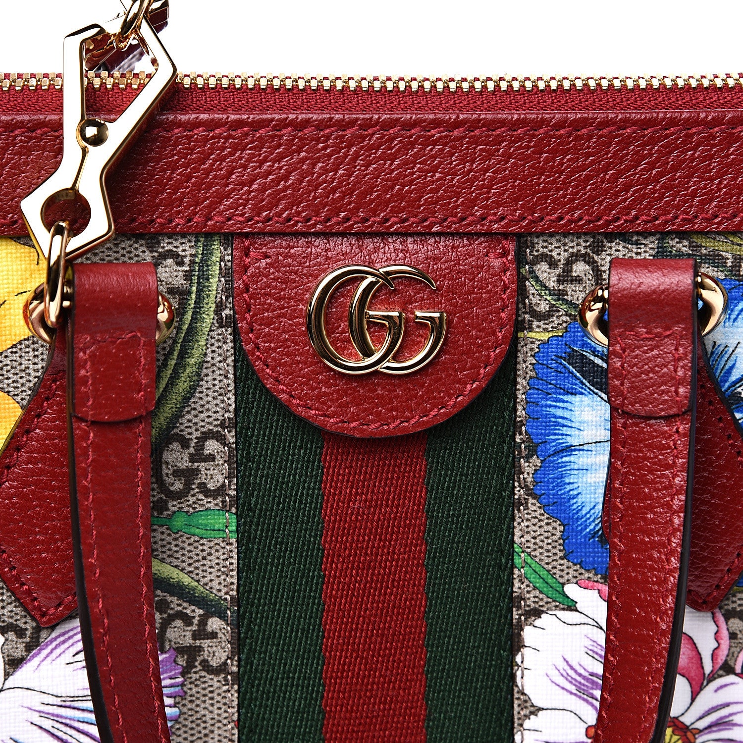 Gucci GG Supreme Monogram Flora Web Small Ophidia Tote Bag Red 9 of 11