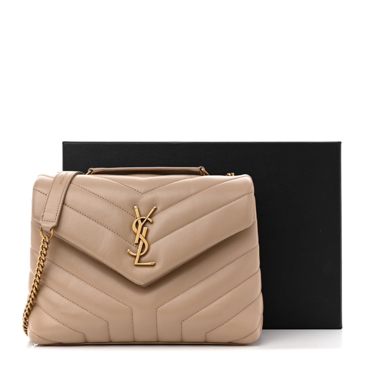 Calfskin Y Quilted Monogram Small Loulou Chain Satchel Dark Beige