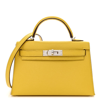 Hermes Chevre Mysore Verso Mini Kelly Sellier 20 Jaune De Naples Nata 1 of 11