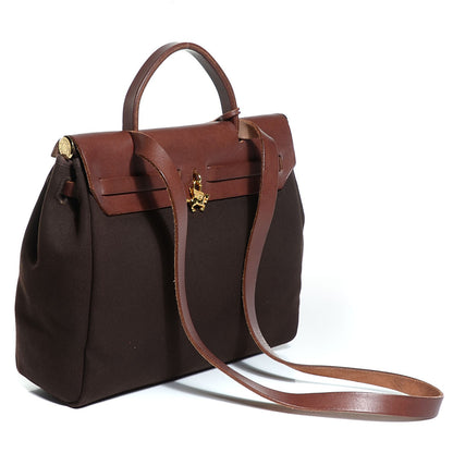 Hermes Vache Hunter Toile Herbag 30 PM Havane 3 of 13