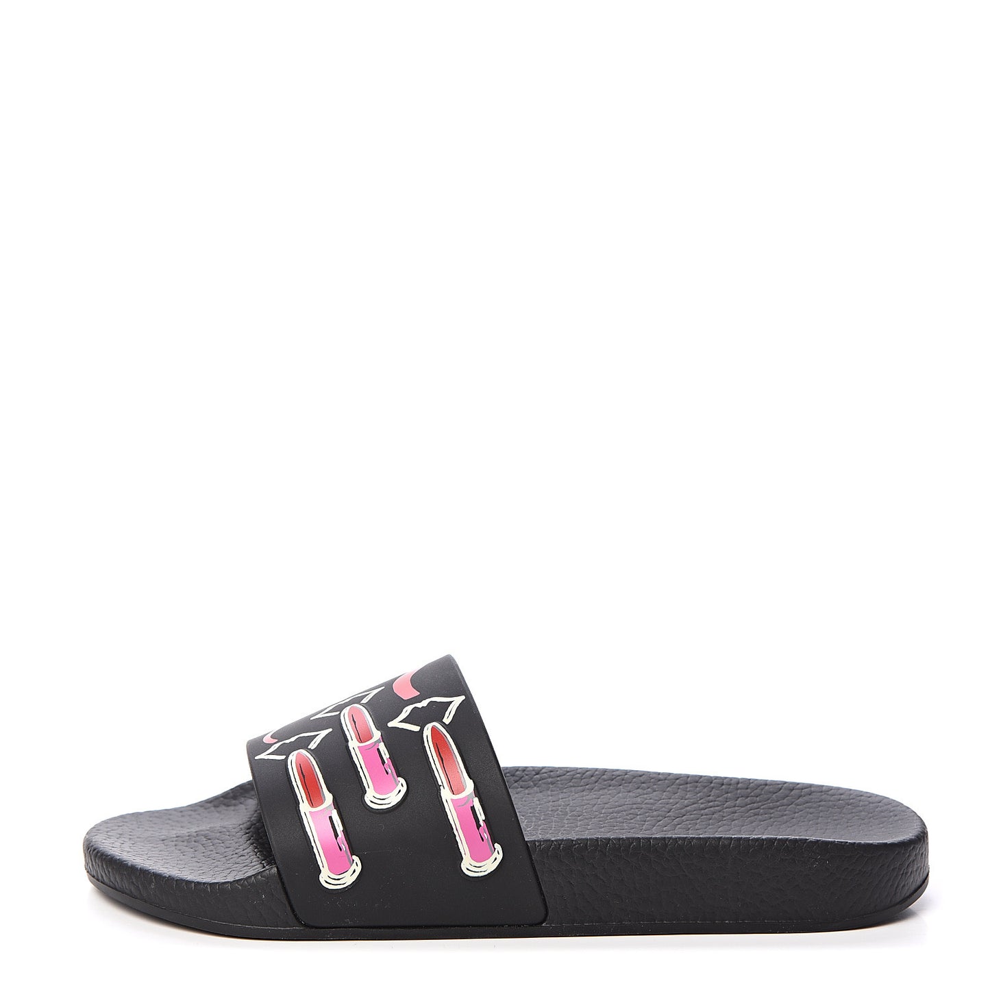 Rubber Lipstick Slide Sandals 38 Black