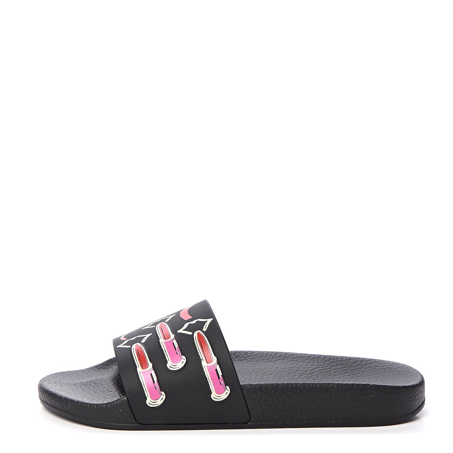 Valentino Garavani Rubber Lipstick Slide Sandals 38 Black 1 of 7