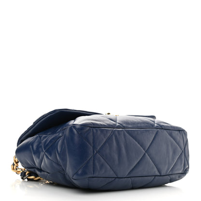 Chanel Goatskin Quilted Large Chanel 19 Flap Dark Blue 4 of 11
