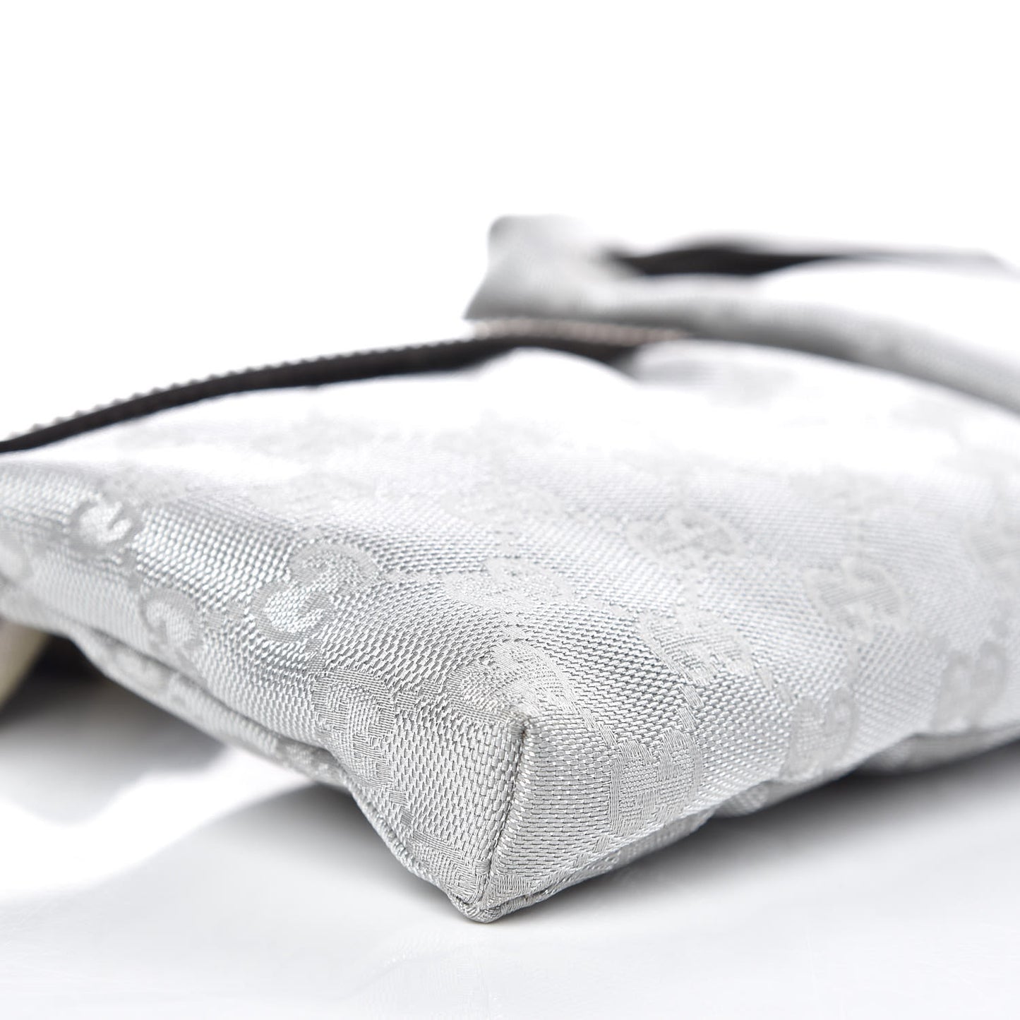 GG Monogram Web Double Pocket Belt Bag Silver