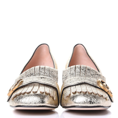 Gucci Galassia GG Marmont Fringe 50mm Loafer Pumps 40 Platino 2 of 11
