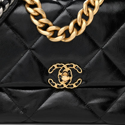 Chanel Shiny Crumpled Calfskin Quilted Large Chanel 19 Flap Black 15 of 19