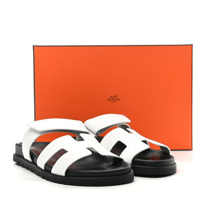 Hermes Calfskin Womens Chypre Sandals 39 White 9 of 9
