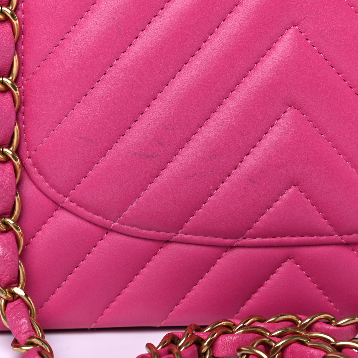 Chanel Lambskin Chevron Quilted Medium Double Flap Pink 15 of 17